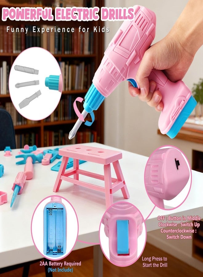 Verceco Kids Tool Set 55Pcs Tool Box Toddler Tool Kit for Girls Play Tools Toy with Tool Belt Electronic Toy Drill Safety Vest Pretend Play Construction Toy for Girls Boys Ages 3 4 5 6 7 Years Old - Image 5
